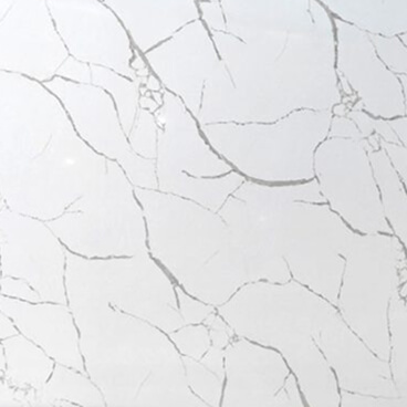 White quartz-style countertop surface with subtle gray veining, ideal for modern kitchens and bathroom vanities