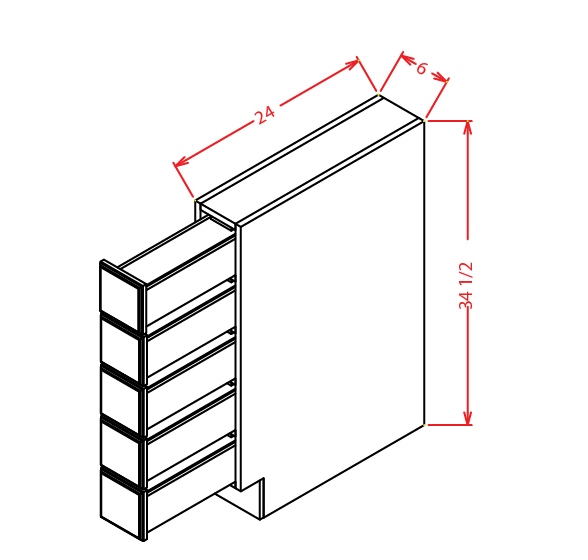 BSDC6 Base Spice Drawer 6 inch Shaker White 1 - CabinetCorp