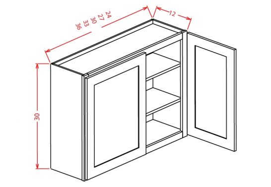 W3630 Wall Cabinet 36 inch by 30 inch Shaker White