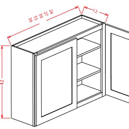 W3042GD Wall Cabinet 30 inch by 42 inch with Open Door Frame Cambridge Sable