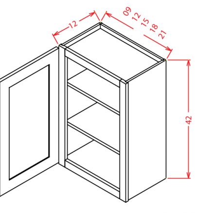 W1242 Wall Cabinet 12 inch by 42 inch Shaker White