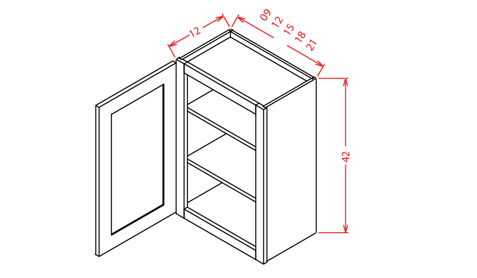 Se W1542 42 High Wall Cabinet Single Door 15 Inch