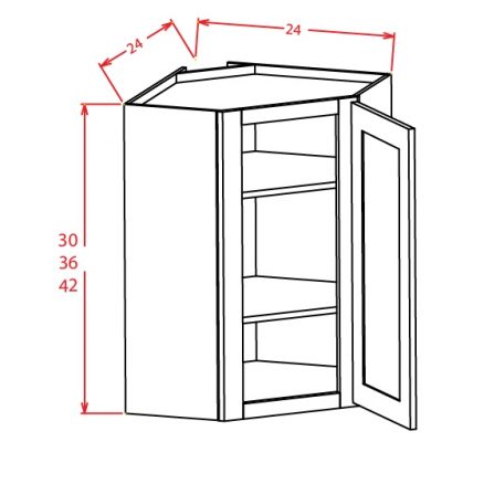 DCW2430 Diagonal Corner Wall Cabinet 24 inch by 36 inch Shaker White