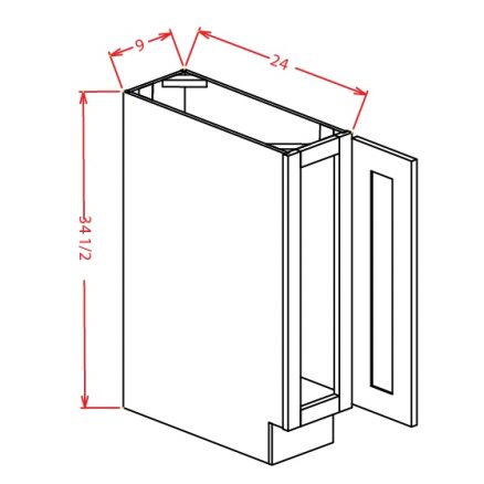 BT9 Base Cabinet 9 inch Shaker White