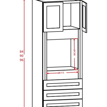 O338424 Universal Oven Cabinet 33 inch by 84 inch by 24 inch Shaker White