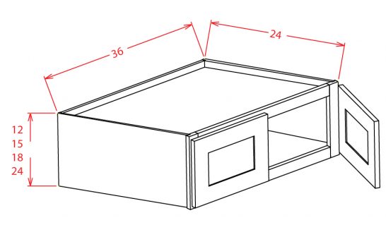 W361224 Bridge Cabinet 36 inch by 12 inch by 24 inch Shaker White