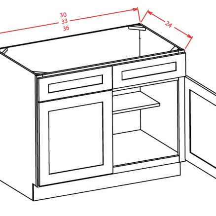 SB33 Sink Base Cabinet 33 inch Shaker White