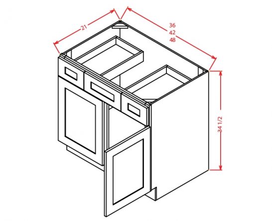 VSD36 Vanity Sink Drawer Base Cabinet 36 inch Cambridge Sable