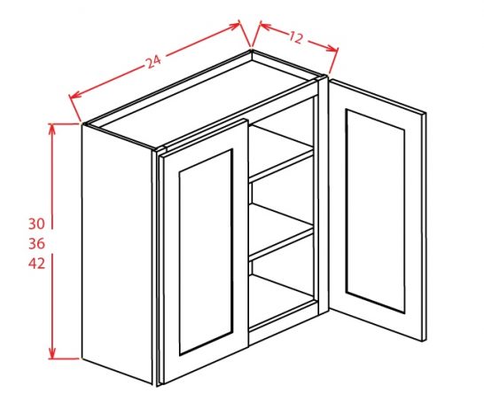 W2430GD Wall Cabinet with Open Door Frame 24 inch by 30 inch Shaker White