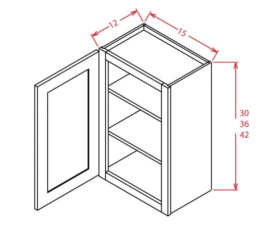 W1530GD Wall Cabinet with Open Door Frame 15 inch by 30 inch Shaker White
