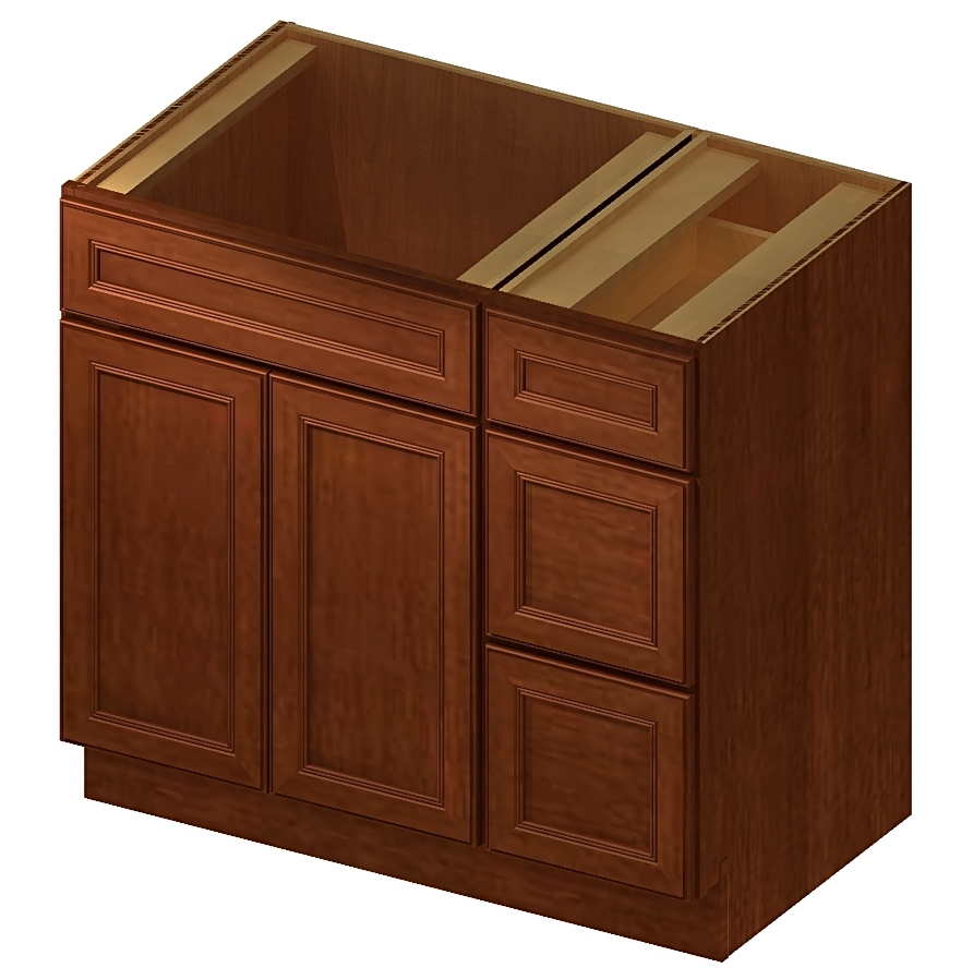 Yc V3621dr Vanity Combo Bases Drawers Right 36 Inch Cabinetcorp