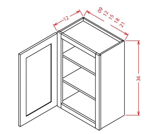 W1536 Wall Cabinet 15 inch by 36 inch Shaker Gray