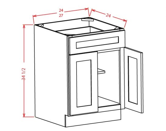 B24 Base Cabinet 24 inch Shaker Gray