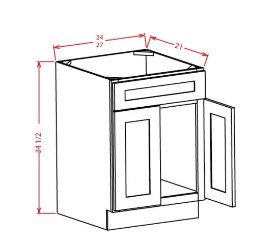VS24 Vanity Sink Base Cabinet 24 inch Shaker Gray
