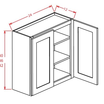 W2442GD Wall Cabinet 24 inch by 42 inch Shaker Gray