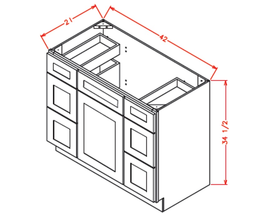Cc Vddb42 Vanity Double Drawer Base Cabinet 42 Inch Cabinetcorp