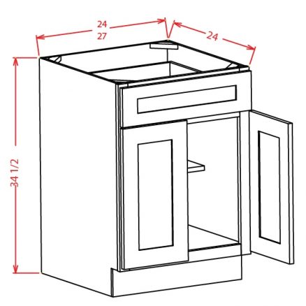 B27 Base Cabinet 27 inch Shaker Antique White