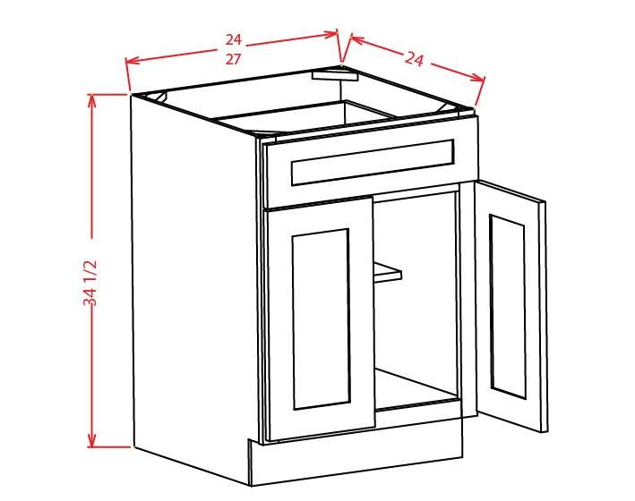 Sa B27 Double Door Single Drawer Bases 27 Inch Cabinetcorp