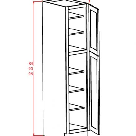 U188424 Wall Pantry Cabinet 18 inch by 84 inch by 24 inch Tacoma White