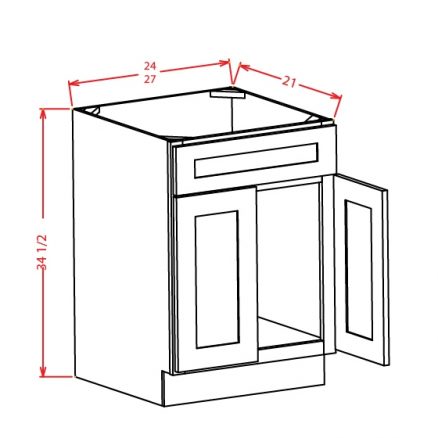VS24 Vanity Sink Base Cabinet 24 inch Sheffileld White