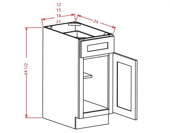 B12 Base Cabinet 12 inch Tacoma White