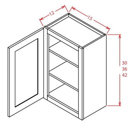 W1536GD Wall Cabinet with Open Door Frame 15 inch by 36 inch Shaker Dusk