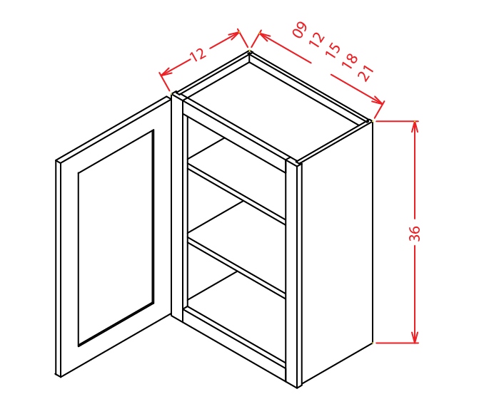 Sa W0936 36 High Wall Cabinet Single Door 9 Inch Cabinetcorp