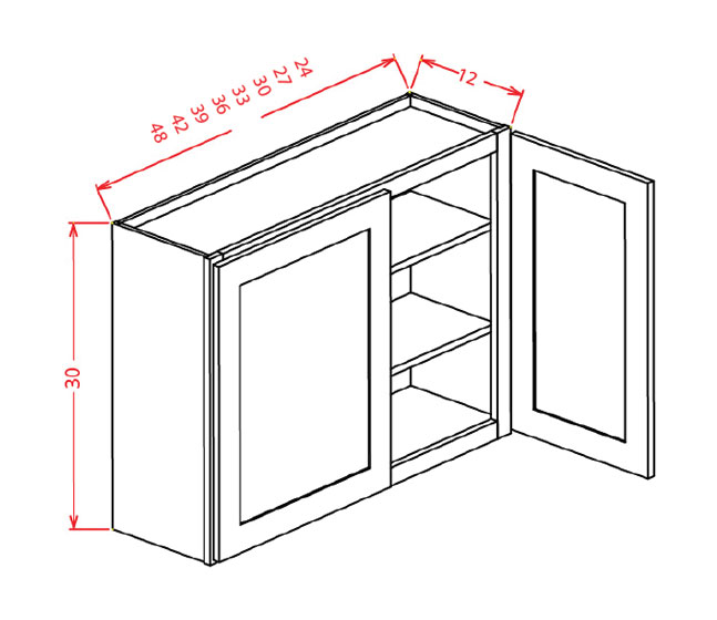 Ss W4236 36 High Wall Cabinet Double Door 33 Inch Cabinetcorp