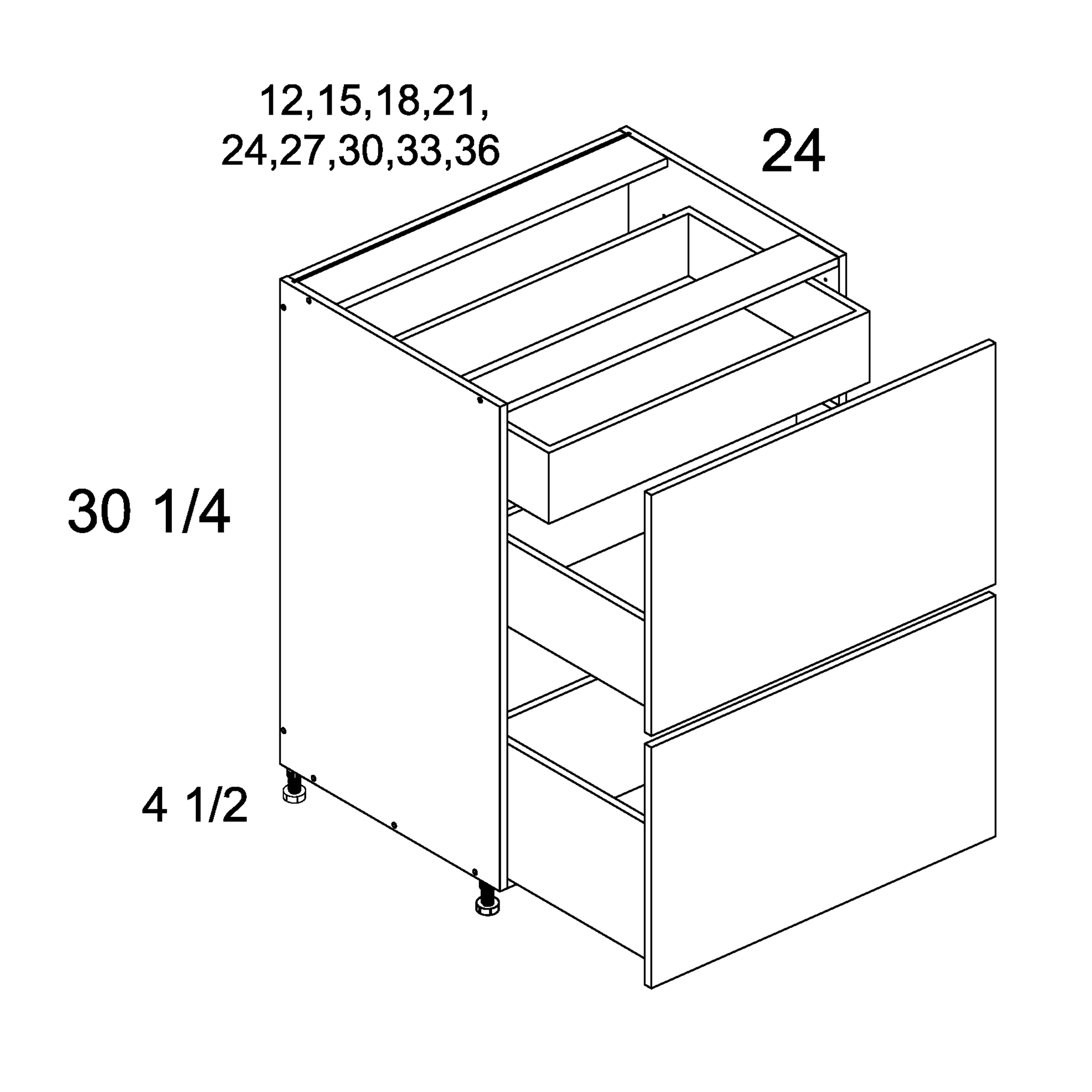 Ros 2dbid15 Two Drawer Bases With Inner Drawer 12 Inch
