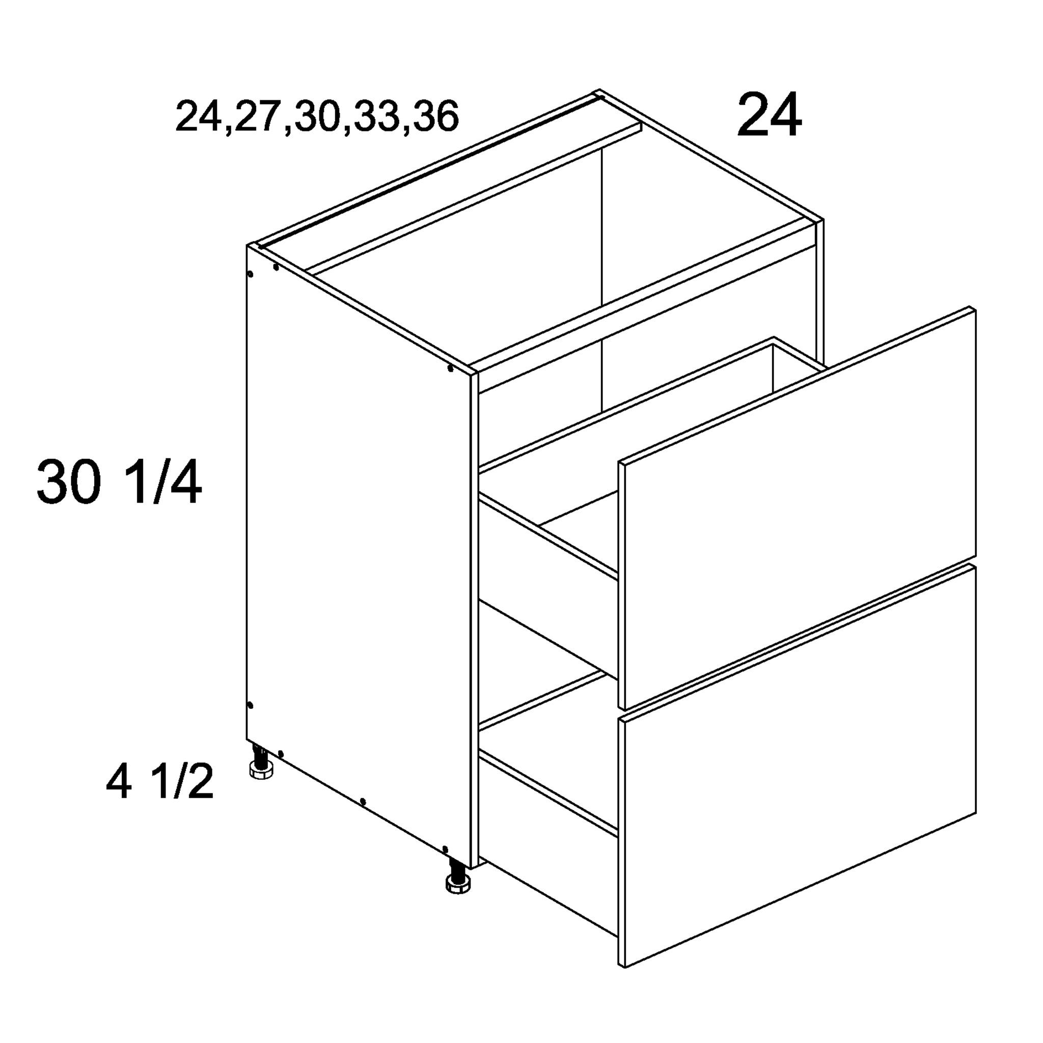 Tgw Rb2db30 Two Drawer Range Base 30 Inch Cabinetcorp