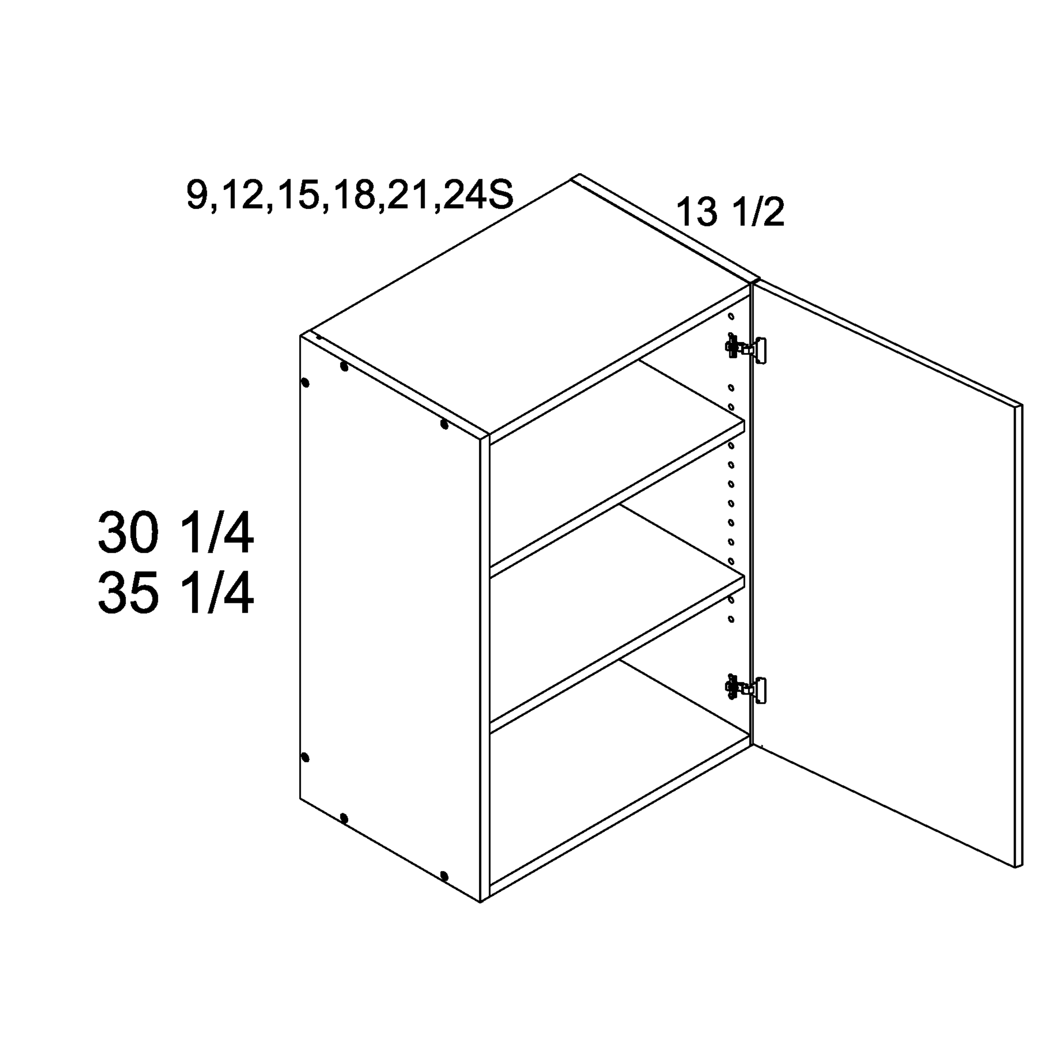Rcs W1830 30 1 4 H One Door Wall Cabinets 30 Inch Cabinetcorp