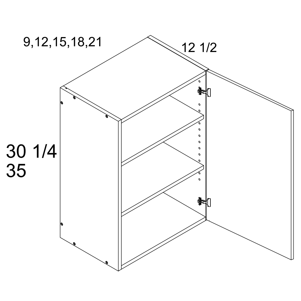 Mgw W1530 One Door 12 5 Deep Wall Cabinet 15 Inch Cabinetcorp