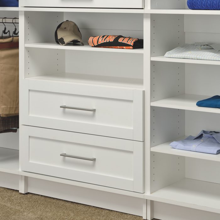 Closet cabinets with shop drawers
