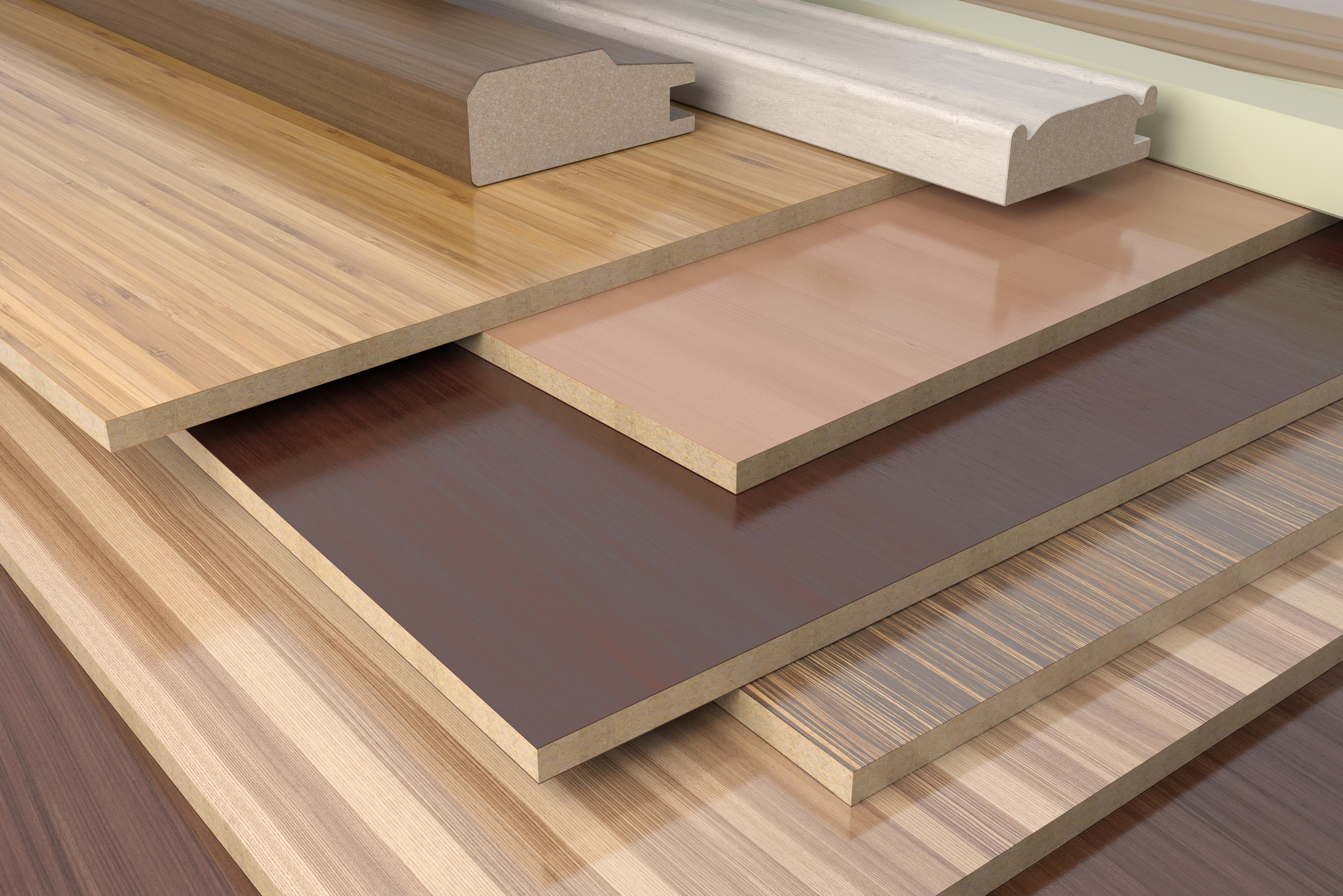 Furniture profiles with chipboards. 3d render.