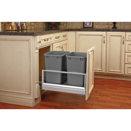 5149-18DM-217 - Double 35qt Bottom Mount w/Rev-A-Motion Slides Aluminum Frame