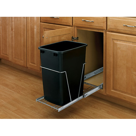 RV-12KD-18C S - Single Bottom Mount Wire w/ Rear Basket Waste Containers