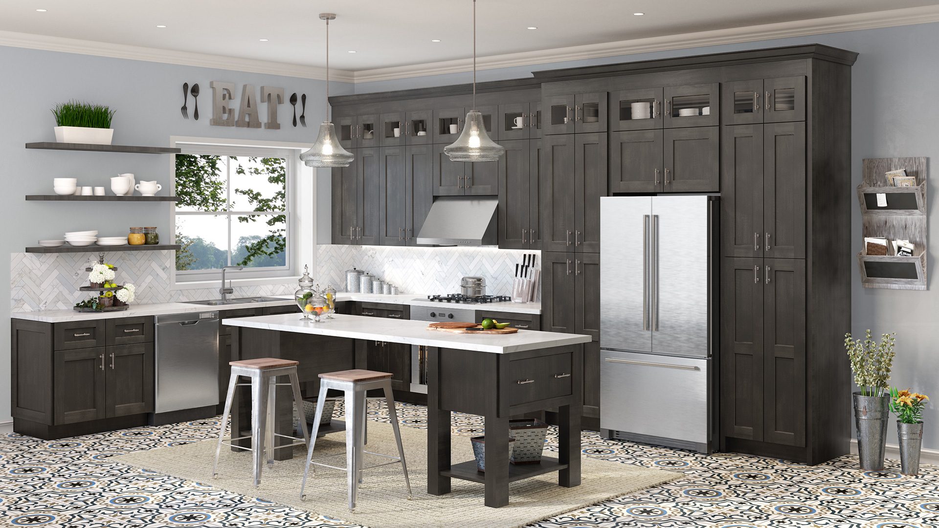 grey kitchen cabinet