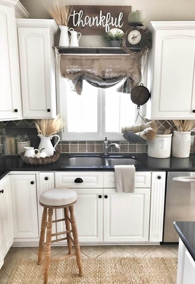 High-contrast kitchen cabinets with black accents