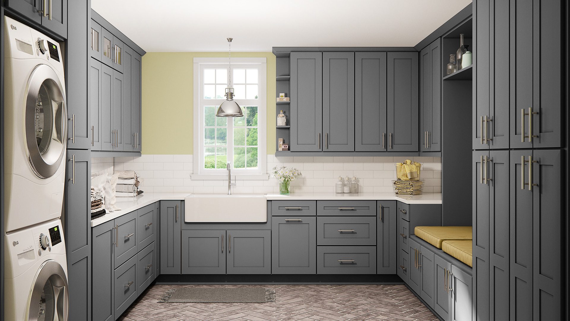 farmhouse kitchen light gray cabinet