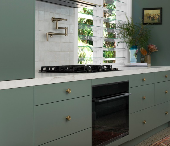 green cabinets