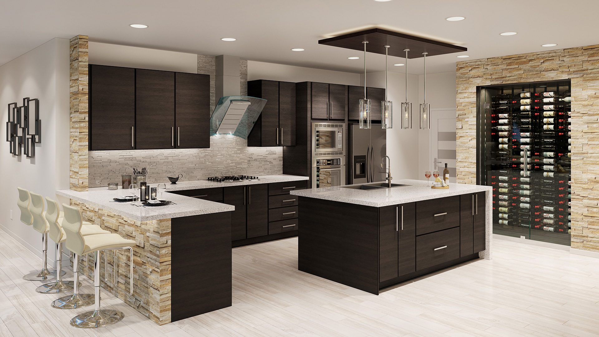 Flat-panel kitchen cabinets 