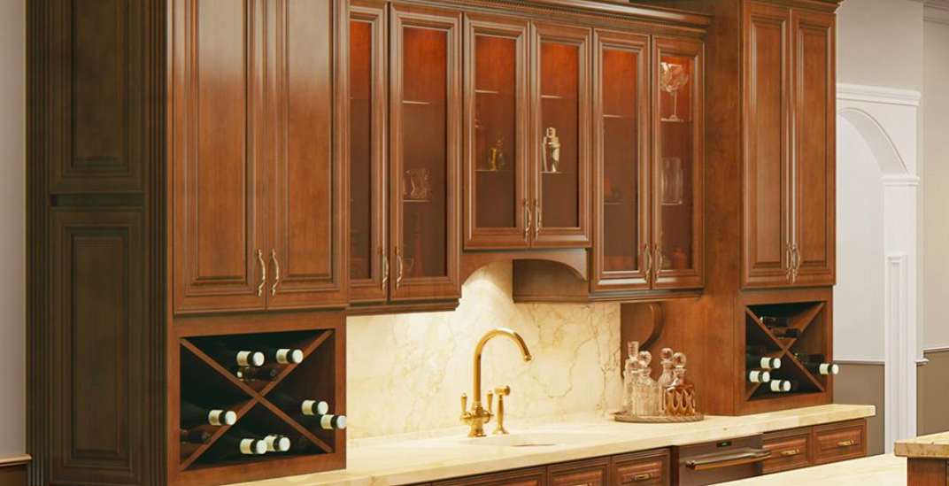 Glass-front kitchen cabinets