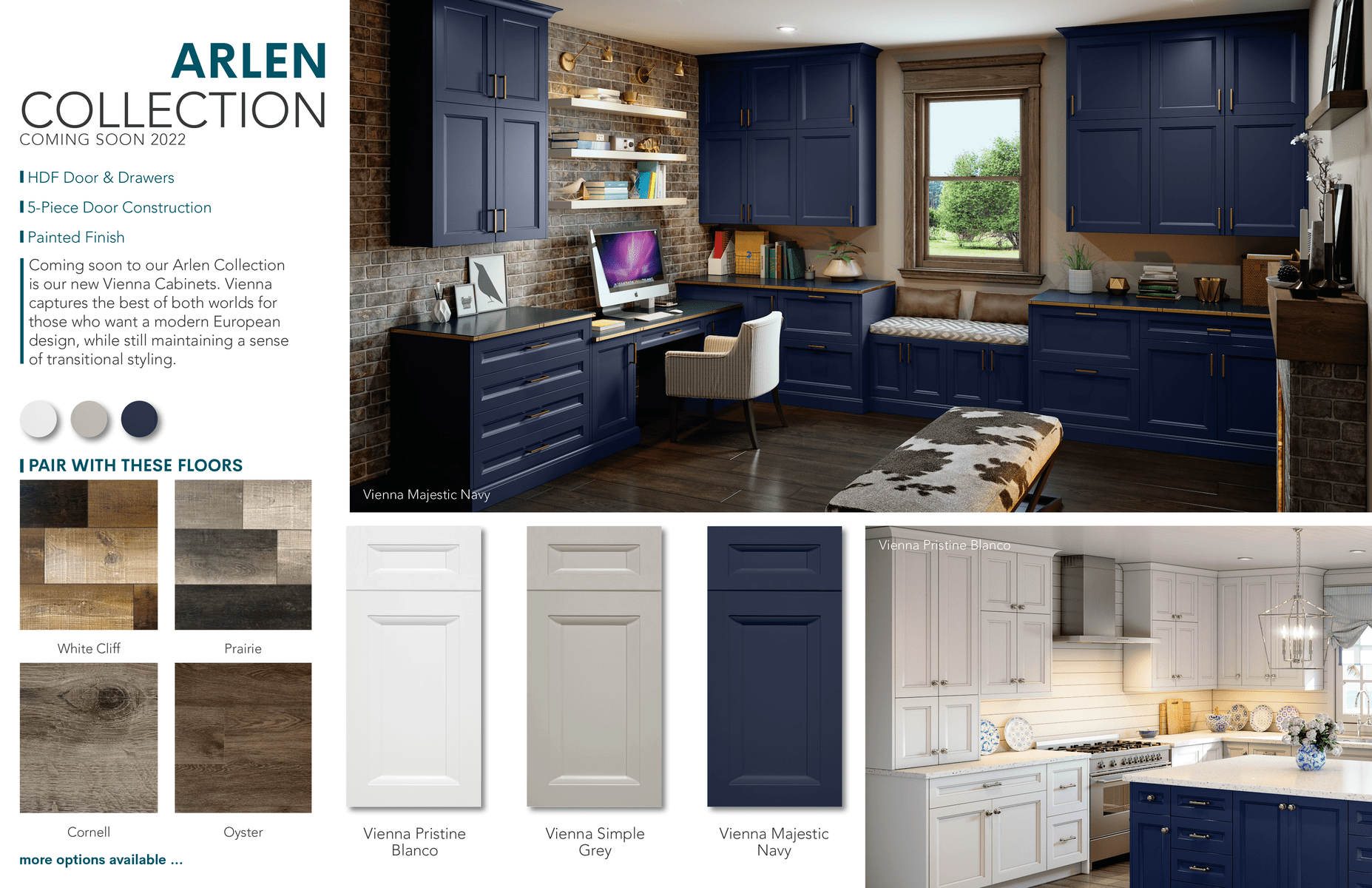 Navy Blue Shaker Frameless Kitchen Cabinets