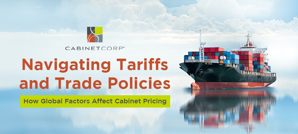 Cargo ship loaded with containers representing global cabinet trade routes
