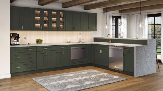 Shaker Ivywood Line Style Framed Cabinets with a smooth finish and sturdy construction.