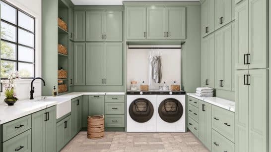 Oakley Sage Green Framed Cabinets designed for a timeless kitchen look. Oakley Sage Green Framed Cabinets designed for a timeless kitchen look.